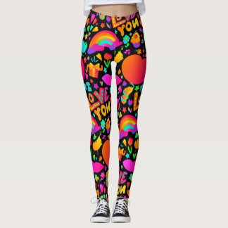 Neon Romantic Mönster Leggings