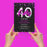 Neon Rosa 340:e födelsedagen Party<br><div class="desc">Vänner och familj i inbjudan för att fira din 40-årsdag i party med den här rosan i FORTY födelsedagsfest inbjudan.</div>