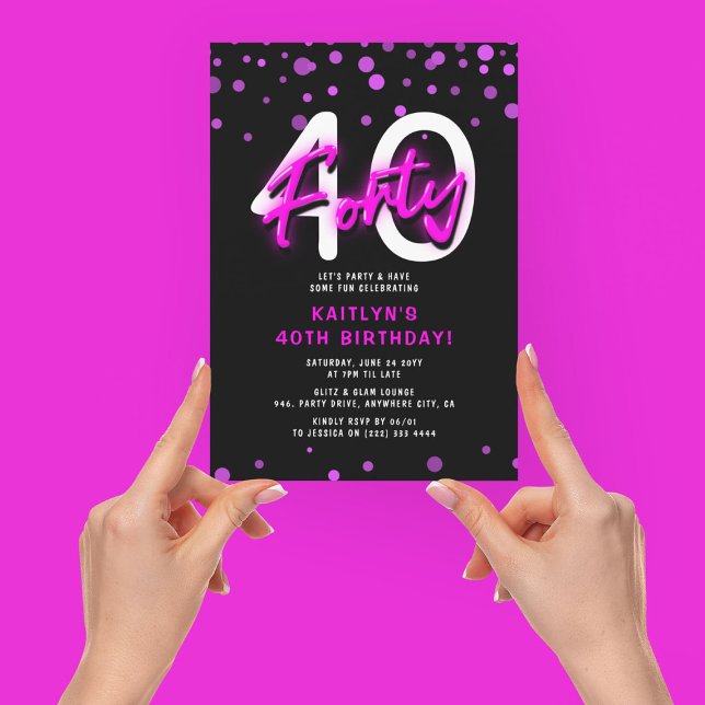 Neon Rosa 340:e födelsedagen Party Inbjudningar (Skapare uppladdad)