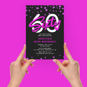 Neon Rosa 36:e Födelsedagsfesten Inbjudningar