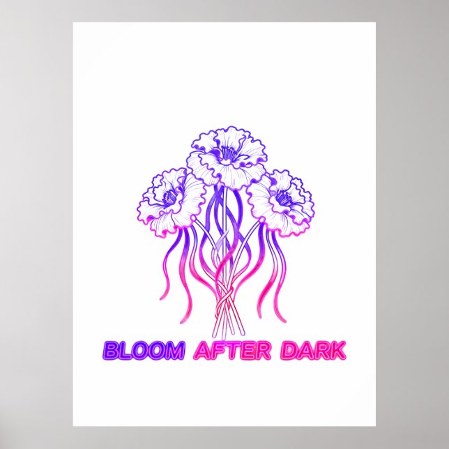 Neon Rosa Abstrakt Blomsterblomning - Vibrant BoPo Poster (Framsidan)