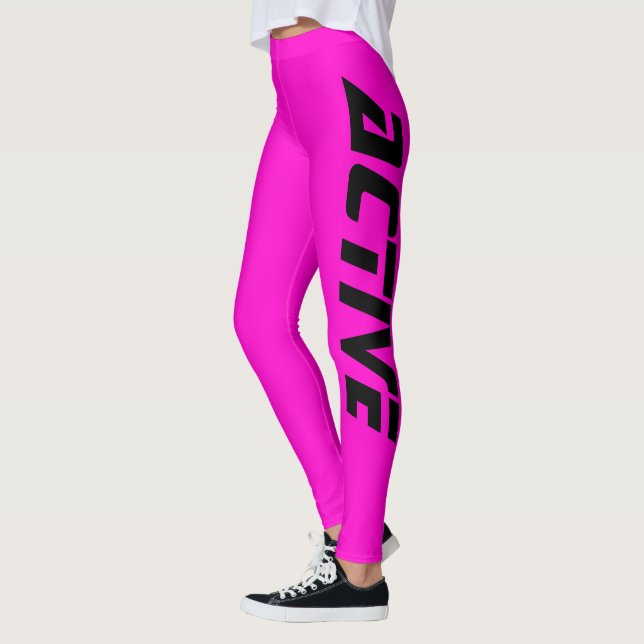 Neon Rosa Aktiv Sport Leggings (Vänster)