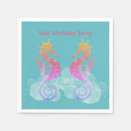 Neon Rosa and Orange Seahorse Party Napkins Pappersservett