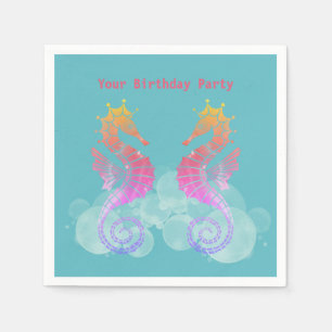Neon Rosa and Orange Seahorse Party Napkins Pappersservett