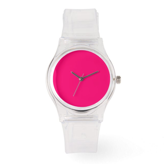 Neon Rosa Anpassningsbar Watch med Clear Band Armbandsur (Framsida)