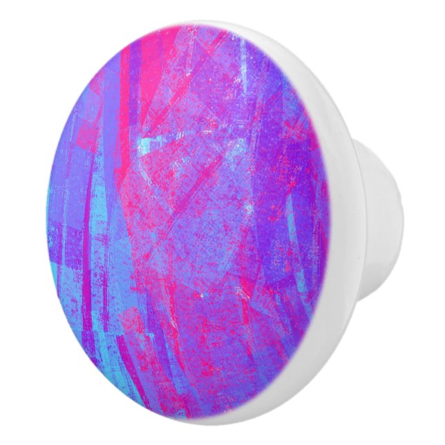 Neon Rosa & Aqua Blue Abstrakt Knopp (Höger)