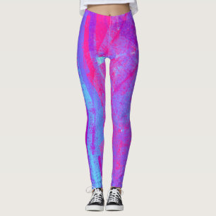 Neon Rosa & Aqua Blue Abstrakt Leggings