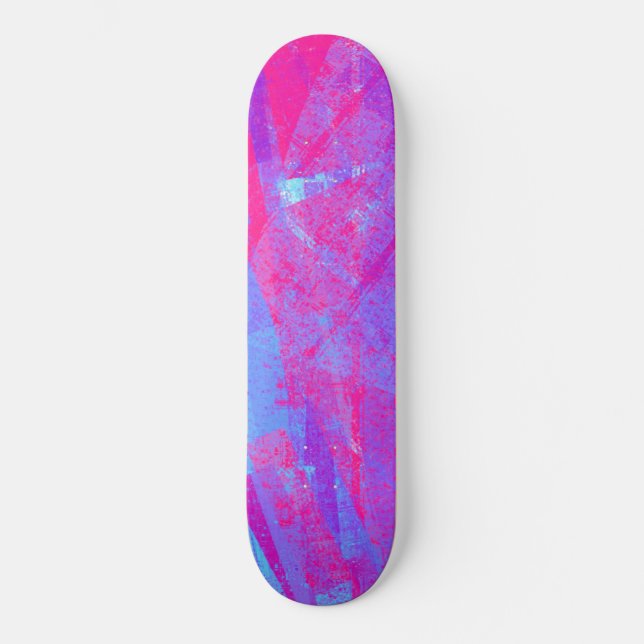 Neon Rosa & Aqua Blue Abstrakt Mini Skateboard Bräda 18,5 Cm (Framsida)