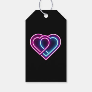 Neon rosa/blå hjärta Alla hjärtans dag-mugg Presentetikett