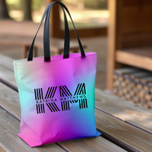Neon Rosa Blå & Lila Ombre Monogramm