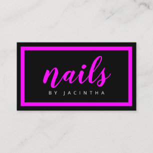 Neon Rosa Black Nail Technician Salon Retro Anpass Visitkort