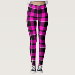 Neon Rosa & Black Tartan Scottish Play Leggings
