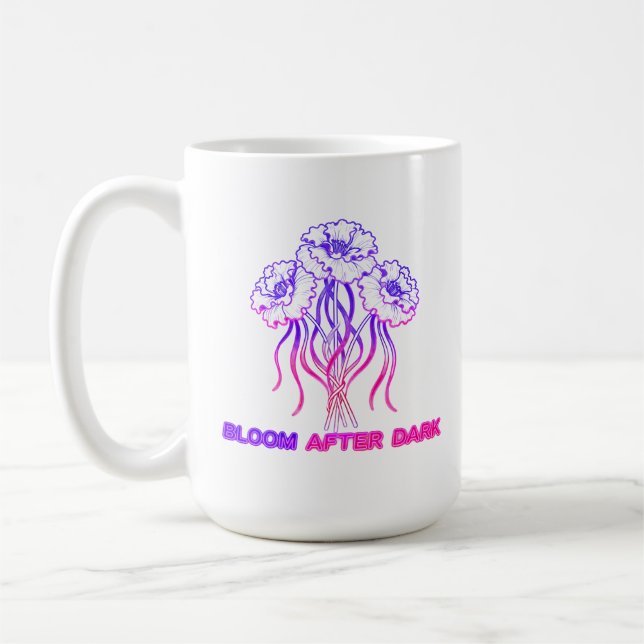 Neon Rosa Blommig - Konst Kaffe Mugg (Vänster)