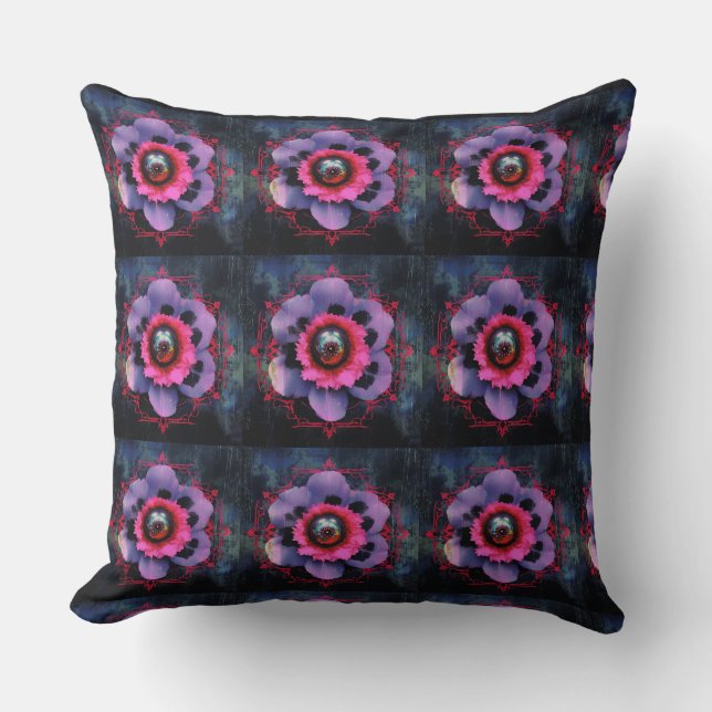 Neon rosa blommor kudde (Framsida)