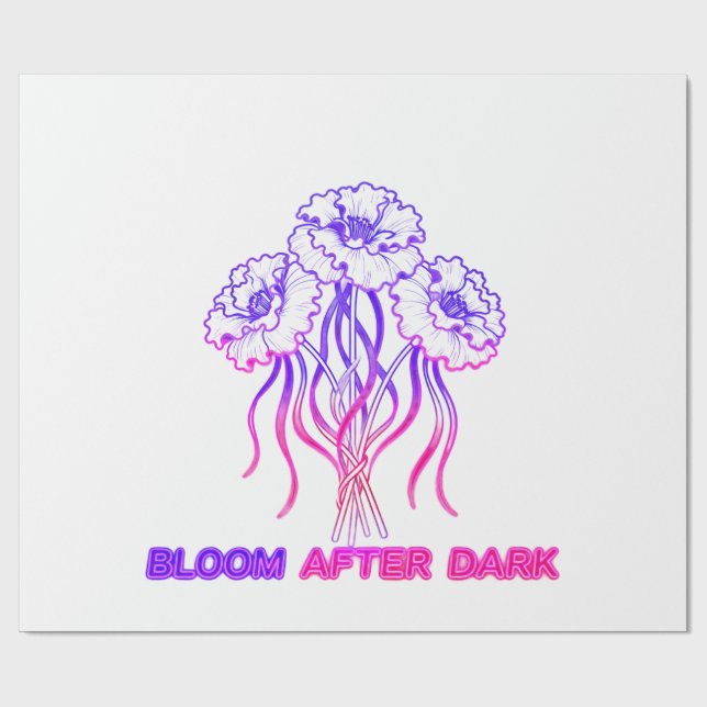 Neon Rosa Blommotiv - Konst Inpackningspapper Presentpapper (Platt)