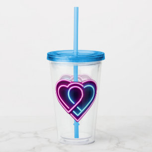 Neon rosa/blue eart Valentine Day mugg