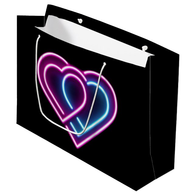 Neon rosa/blue eart Valentine Day mugg (Framsidan Vinklad)