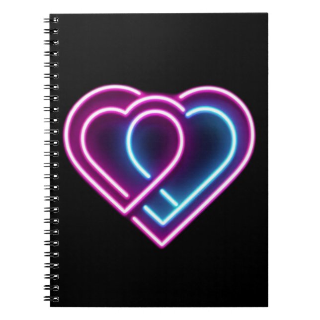 Neon rosa/blue eart Valentine Day mugg Anteckningsbok (Framsidan)