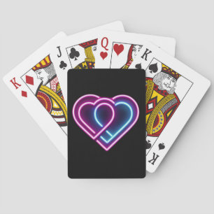 Neon rosa/blue eart Valentine Day mugg Casinokort
