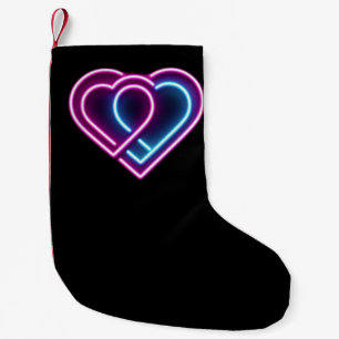 Neon rosa/blue eart Valentine Day mugg Liten Julstrumpa