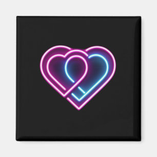 Neon rosa/blue eart Valentine Day mugg Magnet