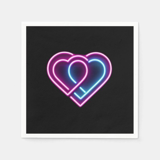 Neon rosa/blue eart Valentine Day mugg Pappersservett (Framsidan)