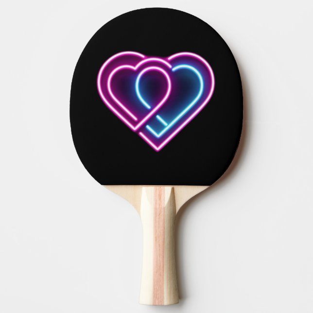 Neon rosa/blue eart Valentine Day mugg Pingisracket (Framsidan)