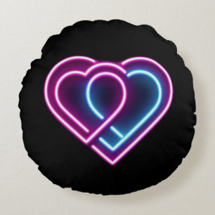 Neon rosa/blue eart Valentine Day mugg Rund Kudde