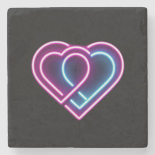 Neon rosa/blue eart Valentine Day mugg Stenunderlägg