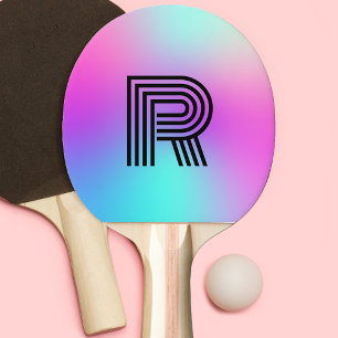 Neon Rosa Blue & Lila Ombre Monogram Pingisracket
