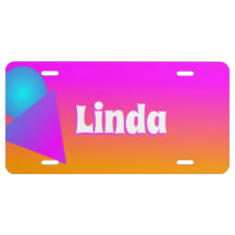 Neon Rosa Blue Namn Shapes Gradient License Plate