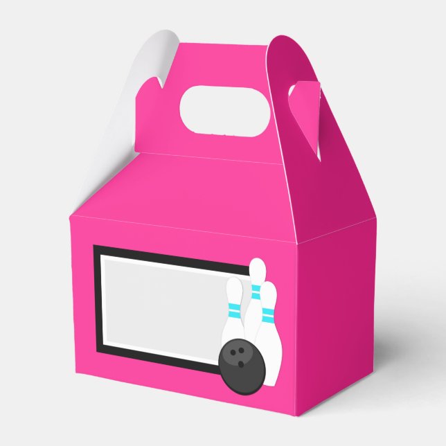 Neon Rosa Bowling Favor Boxes Presentaskar (Framsidan Sidan)