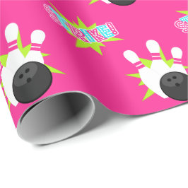 Neon Rosa Bowling Wrapping Papper Presentpapper
