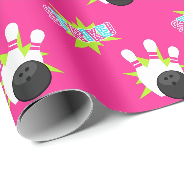 Neon Rosa Bowling Wrapping Papper Presentpapper (Rullad Hörn)
