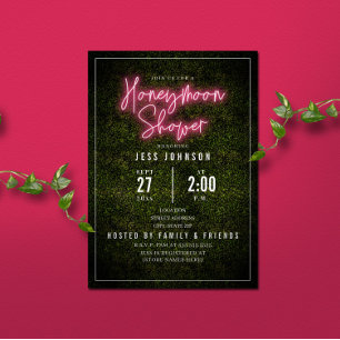 Neon Rosa Bröllopsdusch Inbjudningar
