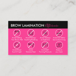 Neon Rosa Brow Lamation Aftercare Guide Visitkort