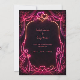 Neon rosa Brud Brudgum Bröllop Ljuv Glöd Inbjudningar