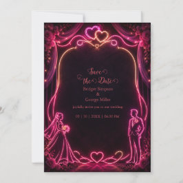 Neon rosa Brud Groom Bröllop Kärlek Glöd Inbjudningar
