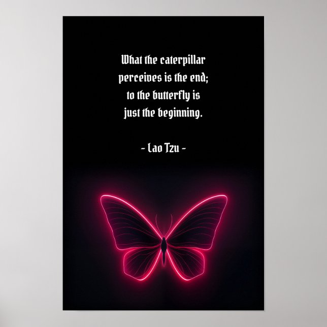Neon Rosa Butterfly Poster (Framsidan)