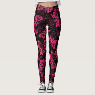 Neon Rosa Buttflies Leggings
