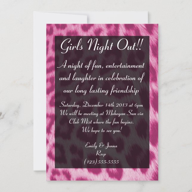 Neon Rosa Cheetah Print Girls Night Out-inbjudan Inbjudningar (Framsida)