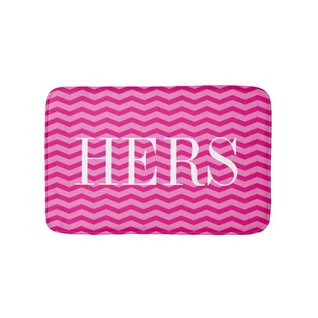 Neon rosa Chevron mönster monogram badmat i Badrumsmatta (Framsidan)