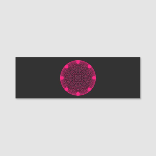 Neon Rosa Circle Spiro Namn bricka - Anpassade Namnbricka (Framsida)