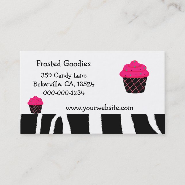Neon Rosa Cupcake-design Visitkort (Framsida)
