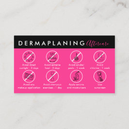 Neon Rosa Dermaplaning Eftervårdsinstruktion Visitkort