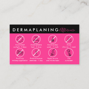 Neon Rosa Dermaplaning Eftervårdsinstruktion Visitkort