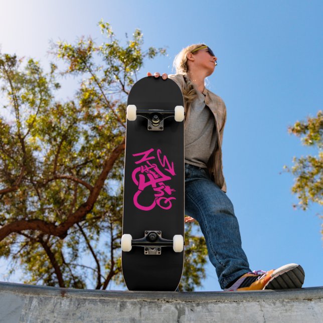 Neon Rosa “Drottning” Graffiti Mini Skateboard Bräda 18,5 Cm (Utomhus 1)