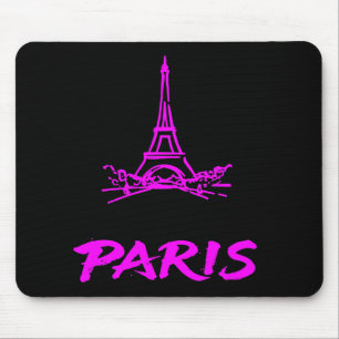 Neon Rosa Eiffeltornet Paris Skiss Modern Musmatta