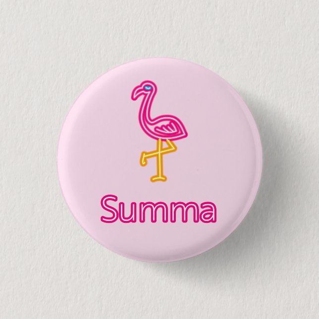 Neon Rosa Flamingo Summa (Sommar) Knapp (Framsida)