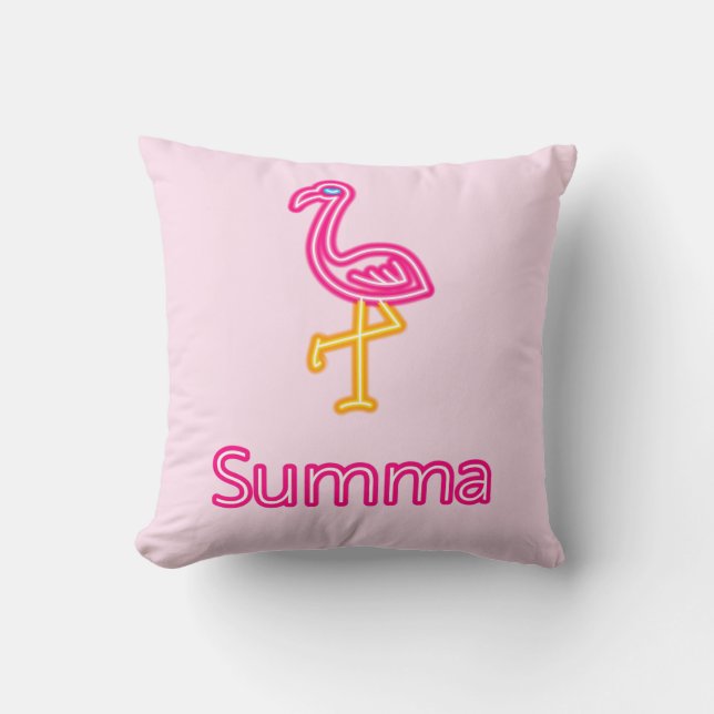 Neon Rosa Flamingo Summa (Sommar) Kudde (Framsida)